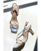 Sandales à talon en cuir Mira argentées - Talon 7cm