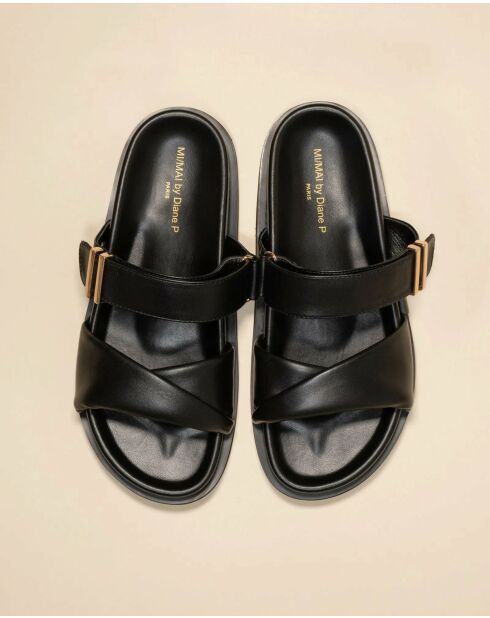 Nus-pieds en cuir Paddington by Diane Perreau noirs