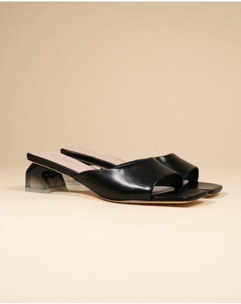 Sandales à talon en cuir Camden noires