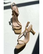 Sandales à talon en cuir Mira nude - Talon 7cm