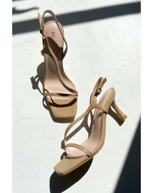 Sandales à talon en cuir Mira nude - Talon 7cm