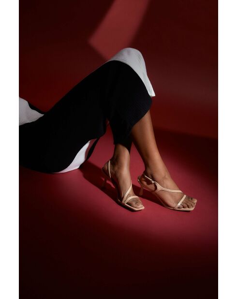 Sandales à talon en cuir Mira nude - Talon 7cm