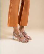 Sandales à talon en cuir Dixie argentées