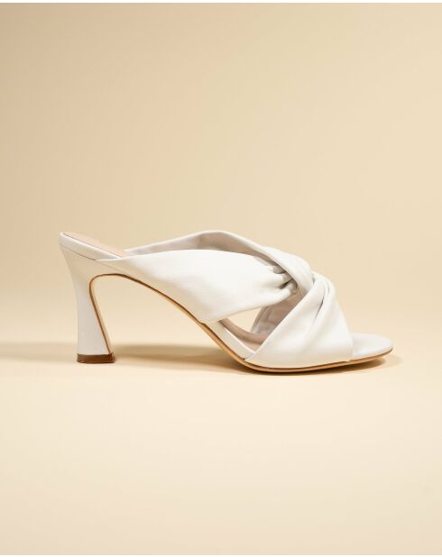 Mules à talons hauts en cuir Kabuki by Diane Perreau blanches