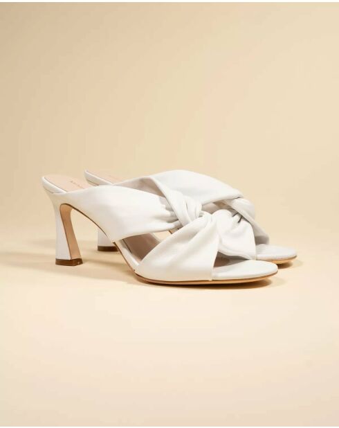 Mules à talons hauts en cuir Kabuki by Diane Perreau blanches