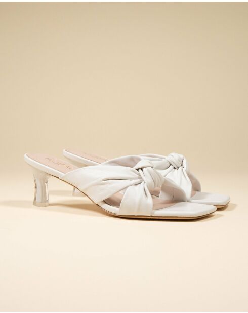 Sandales à talon en cuir Lina blanches