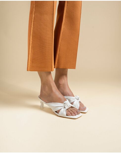 Sandales à talon en cuir Lina blanches