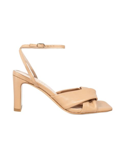 Sandales à talons en cuir Mona nude