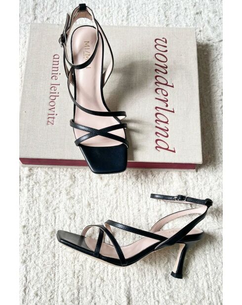 Sandales à talons en cuir Venice noires
