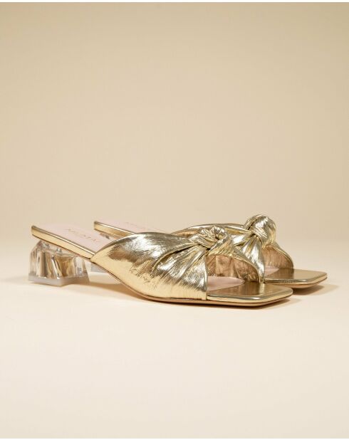 Sandales à talon en cuir Boboli dorées