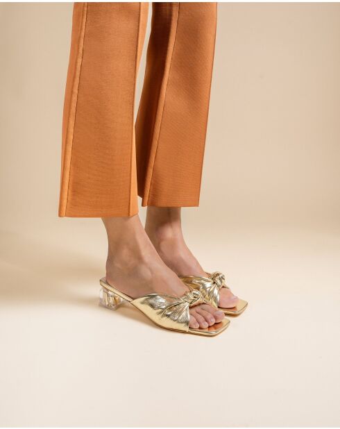 Sandales à talon en cuir Boboli dorées