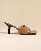 Mules à talon en cuir Joe nude