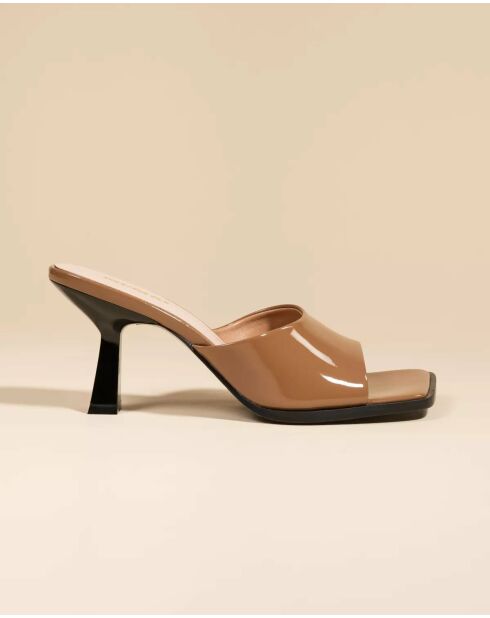 Mules à talon en cuir Joe nude