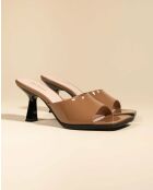 Mules à talon en cuir Joe nude