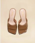 Mules à talon en cuir Joe nude