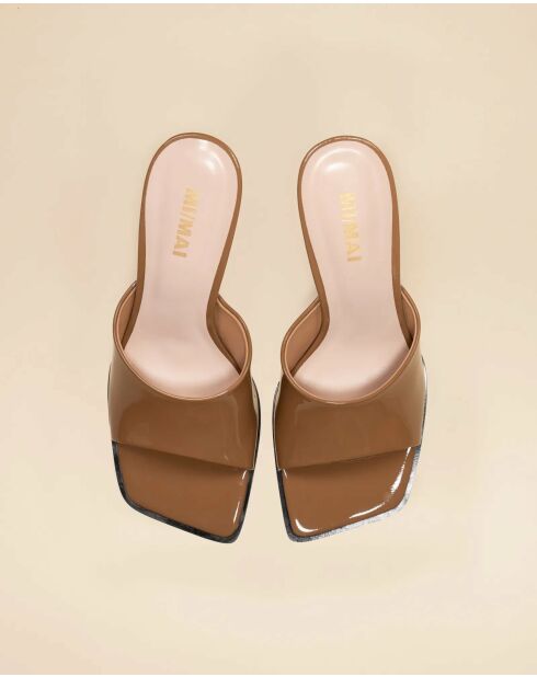 Mules à talon en cuir Joe nude