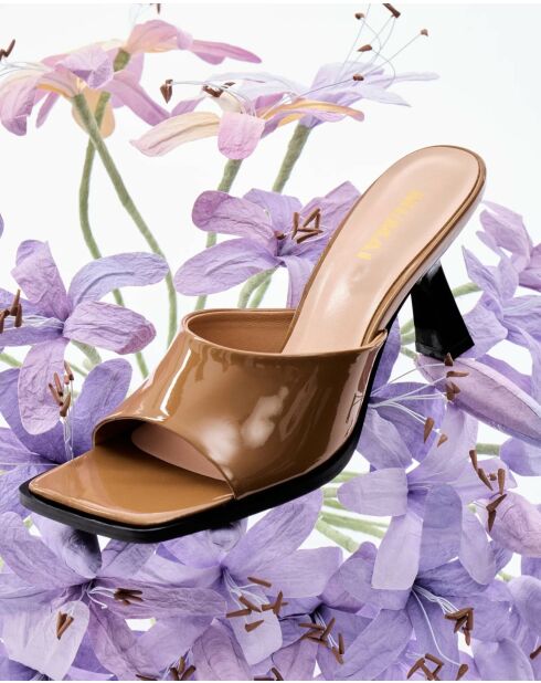 Mules à talon en cuir Joe nude