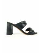Elvy Pantoletten aus Leder mit Absatz, 7 cm, Schwarz