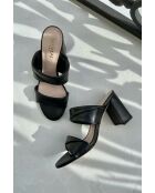 Elvy Pantoletten aus Leder mit Absatz, 7 cm, Schwarz