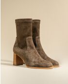 Bottines à talon en cuir Dahlia Kaki