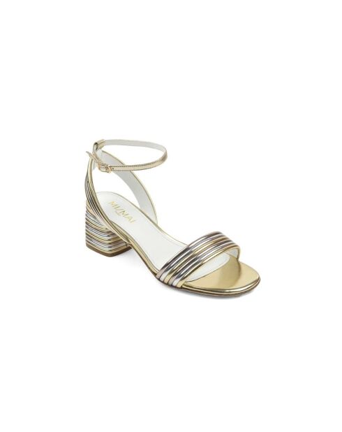 Sandales à talon en cuir Coco métal