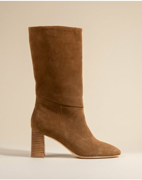 Bottes à mi-mollet en cuir Albi Brown marron