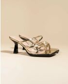 Mules à talon à brides et bout carré en cuir Misty dorées