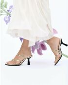 Mules à talon à brides et bout carré en cuir Misty dorées