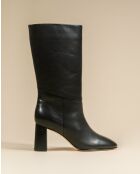 Bottes à mi-mollet en cuir Albi Black noires