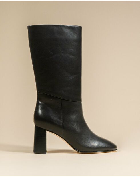 Bottes à mi-mollet en cuir Albi Black noires