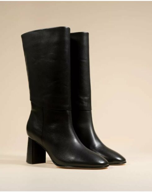 Bottes à mi-mollet en cuir Albi Black noires