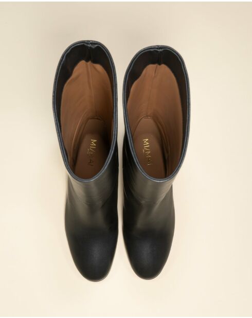 Bottes à mi-mollet en cuir Albi Black noires