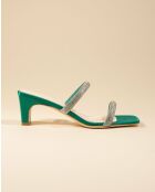 Mules à petit talon en cuir Babs vertes