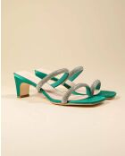 Mules à petit talon en cuir Babs vertes