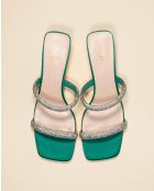 Mules à petit talon en cuir Babs vertes