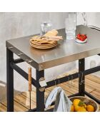 Elite 3-stöckiger Stahlgrill mit 2 Rädern grau/schwarz - 101x64x84 cm