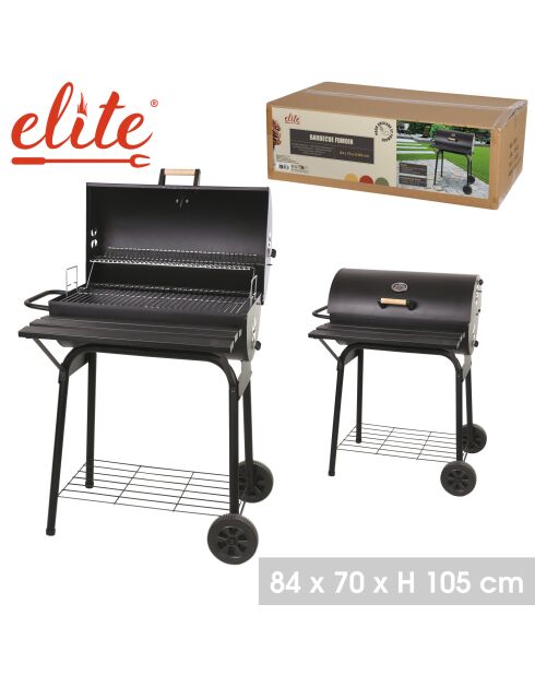 Barbecue avec couvercle Elite noir - 84x70x105 cm
