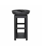 Elite schwarzer Barbecue-Grill mit Holzhalter - D.61 cm