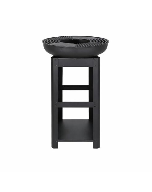 Elite schwarzer Barbecue-Grill mit Holzhalter - D.61 cm