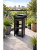 Elite schwarzer Barbecue-Grill mit Holzhalter - D.61 cm