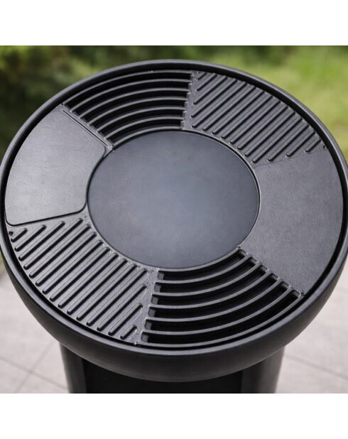 Elite schwarzer Barbecue-Grill mit Holzhalter - D.61 cm
