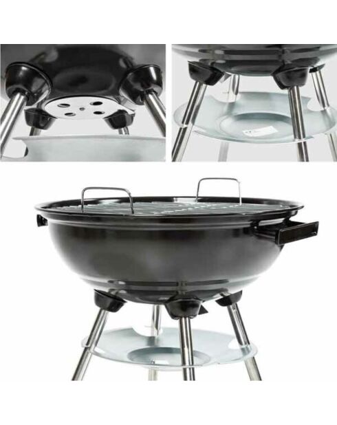 Barbecue avec couvercle Elite noir - 47,5x44x70 cm
