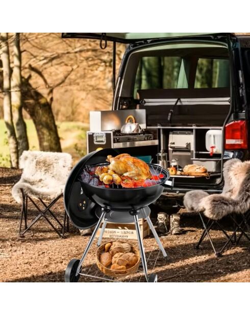 Barbecue avec couvercle Elite noir - 47,5x44x70 cm
