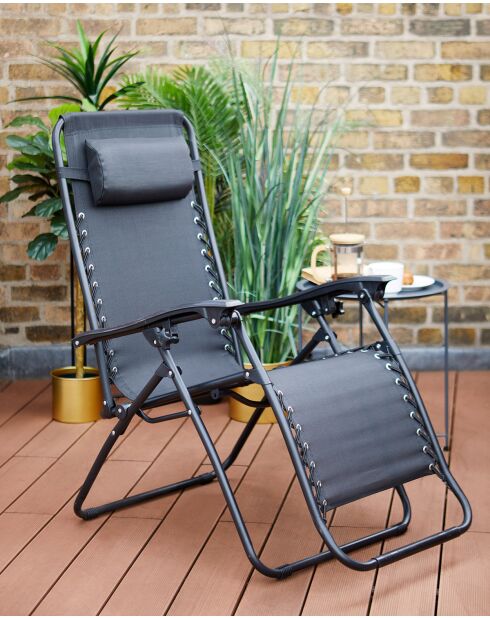 Lot de 2 fauteuils de relaxation Le playa bleu gris - 60x107x90cm