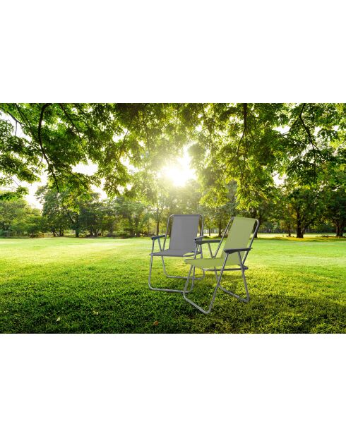 Lot de 2 fauteuils Le picnic en metal et textilene vert olive - 53x55x75cm