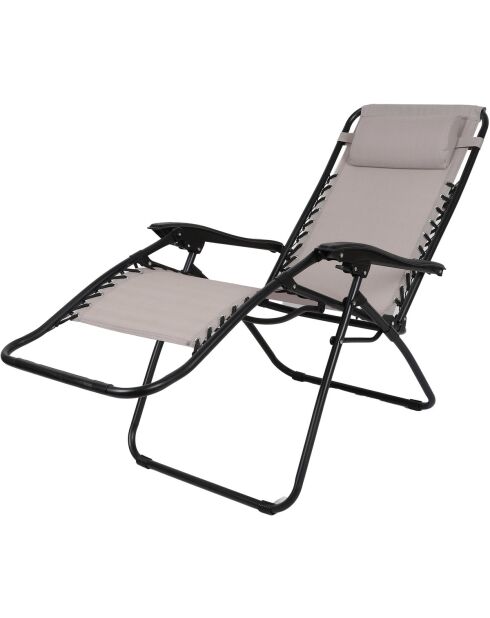 Lot de 2 fauteuils de relaxation Le playa taupe anthracite - 176x64x108/46cm