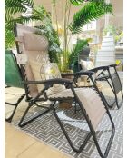 Lot de 2 fauteuils de relaxation Le playa taupe anthracite - 176x64x108/46cm