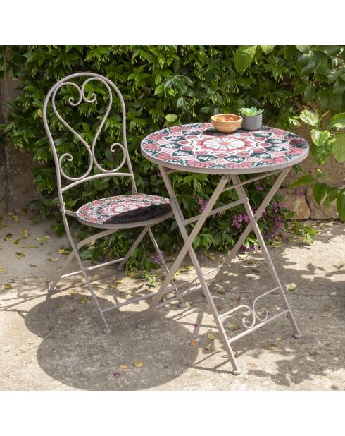 Table mosaique bistro Porto en métal noire - 60x60x71cm
