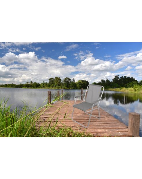 Lot de 2 fauteuils Le picnic en metal et textilene gris anthracite - 53x55x75cm