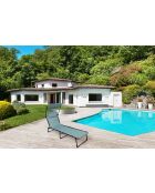 Bain de soleil avec parasol et coussin Le playa bleu et gris - 187x56x85cm